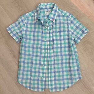 Crewcuts Blue and Green Plaid Kids Button Down Shirt
